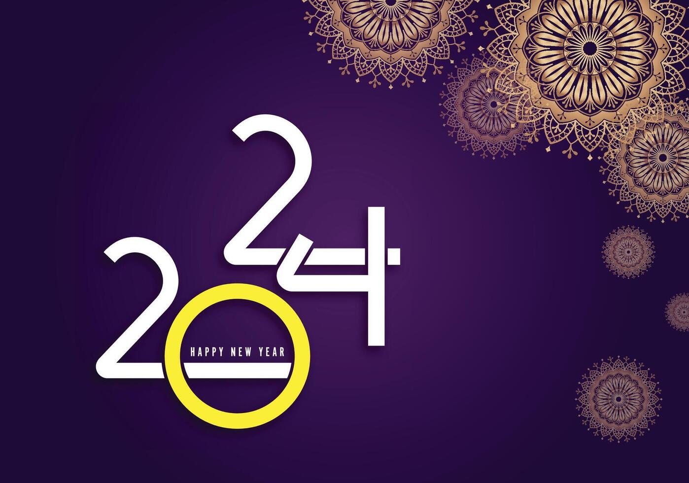 Happy new year 2024 square template with 3D hanging number. Greeting concept for 2024 new year celebration vector