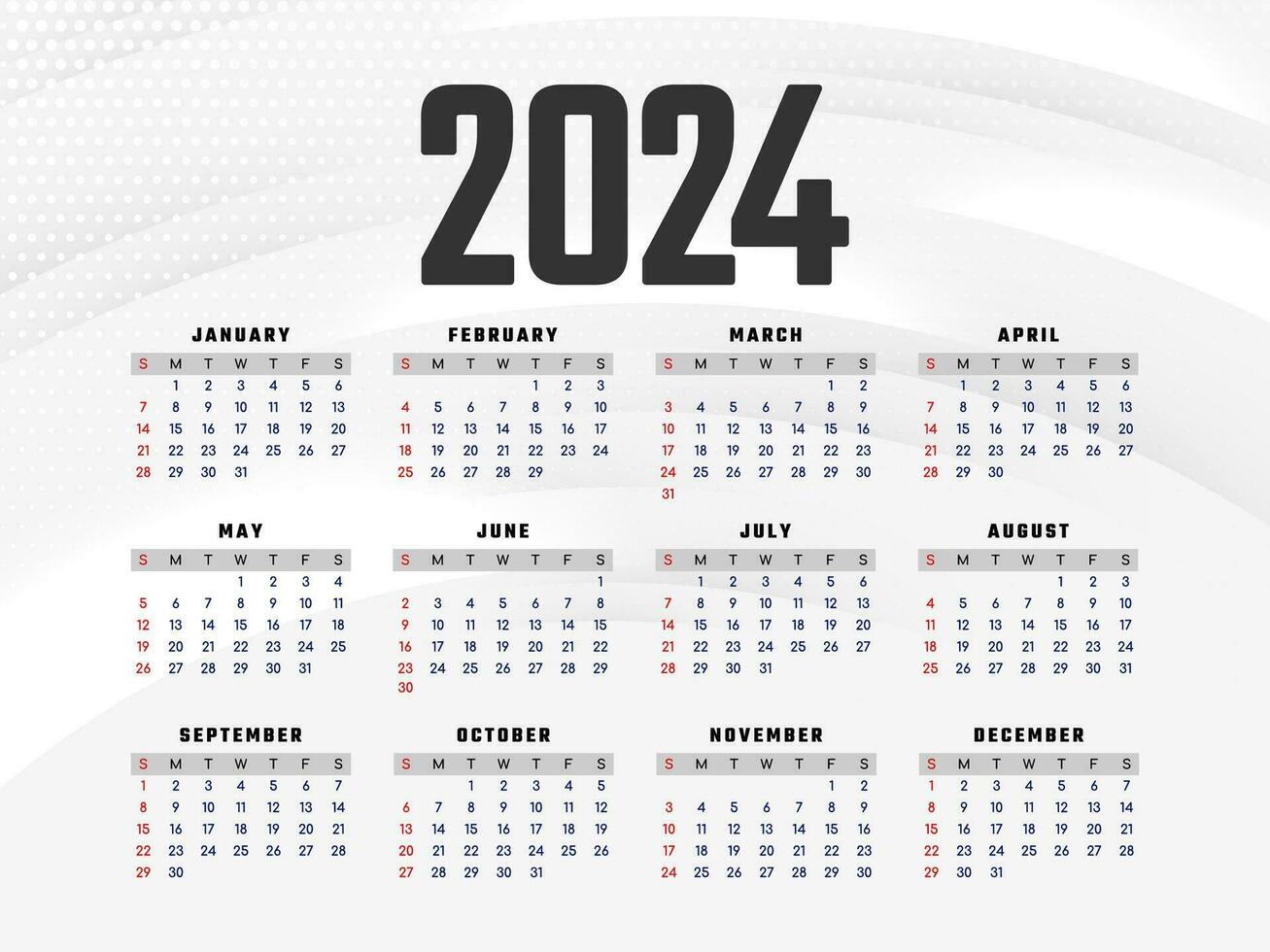 Elegant 2024 new year annual calendar design vector