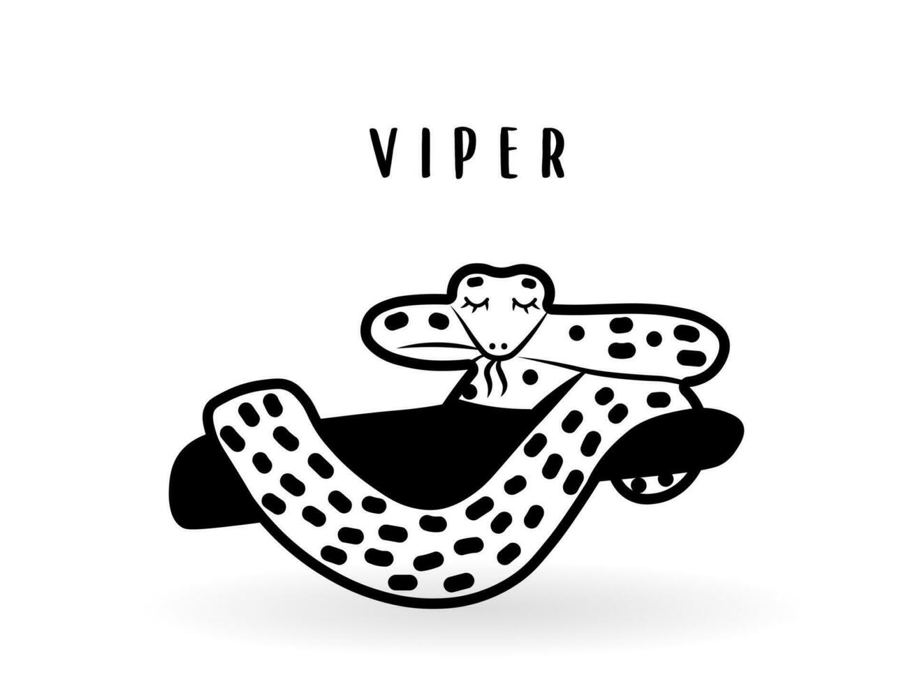 Cartoon viper snake animal isolated on white. Cute icon character, vector zoo, wildlife poster.