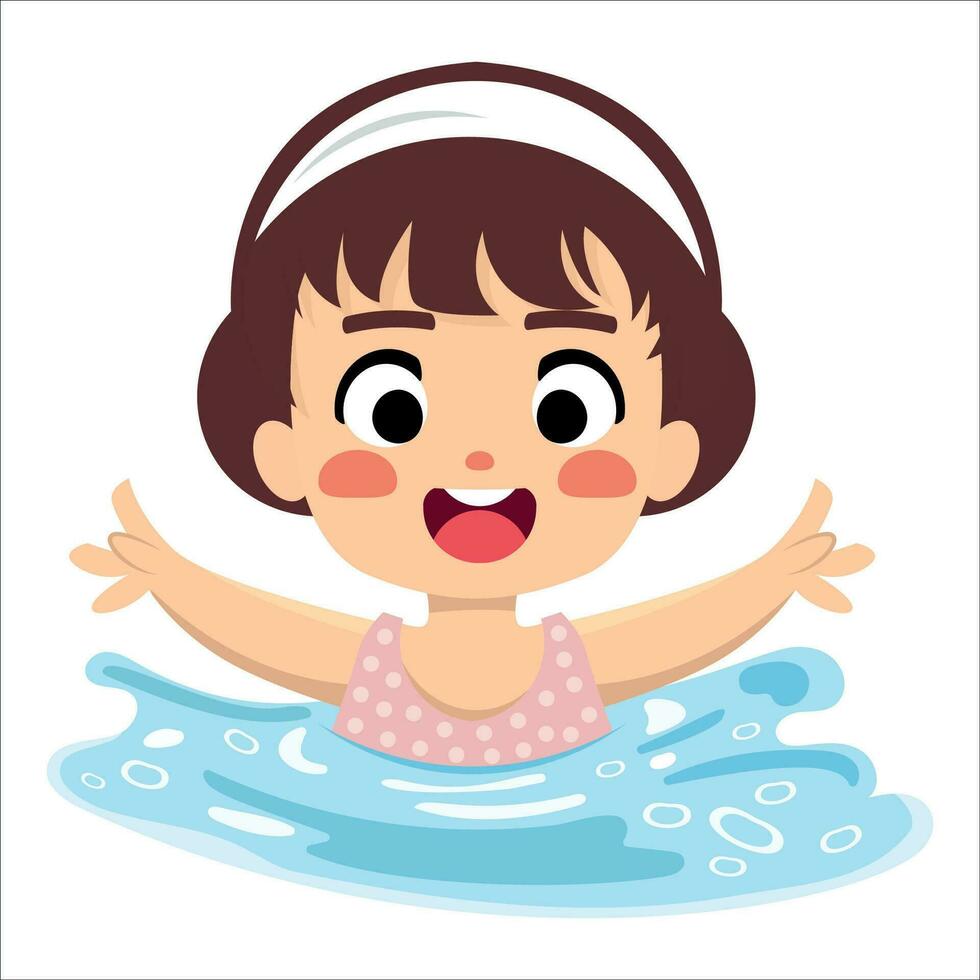 cute girl swimming vector