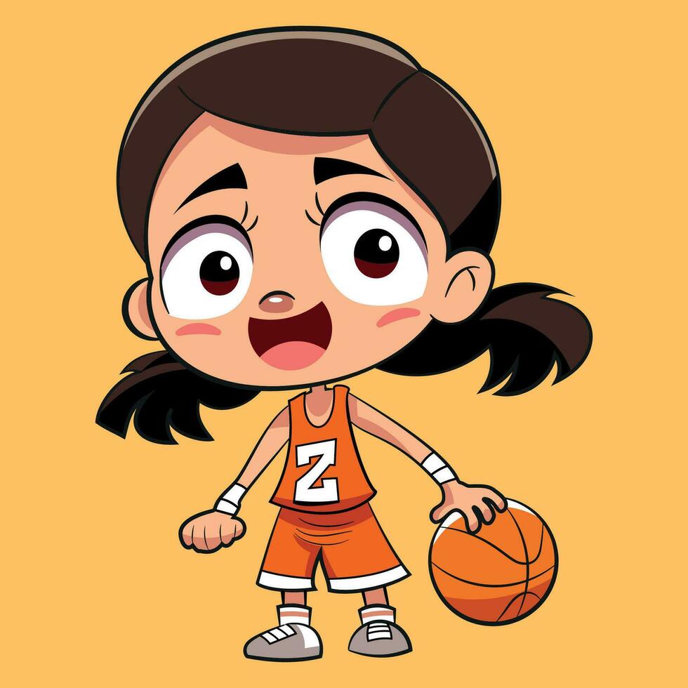 vector de linda niños jugando baloncesto