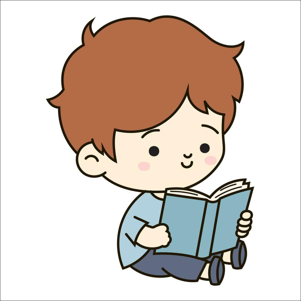 Vector of a cute child reading a book