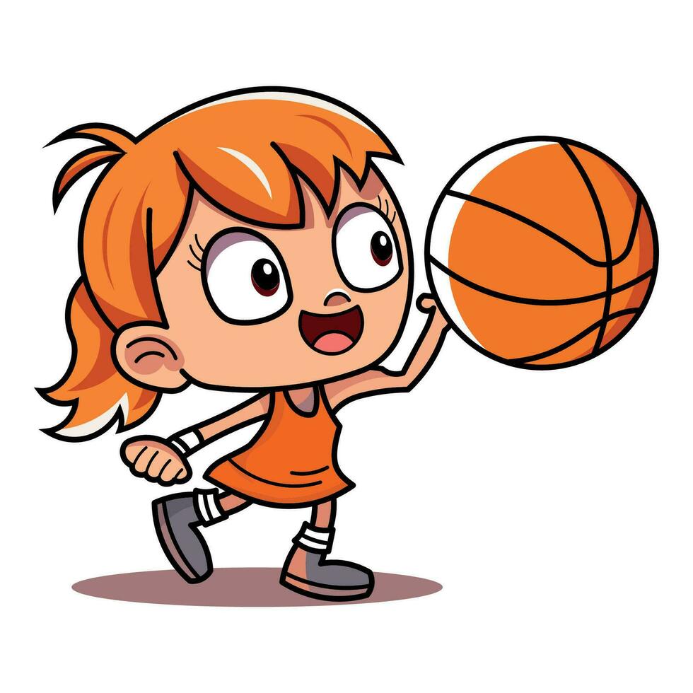 Vector of cute kids playing basketball