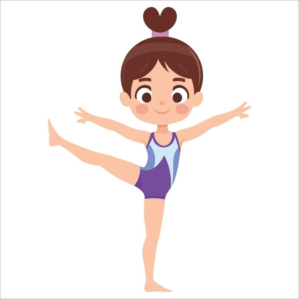 Vector of cute kids doing gymnastics