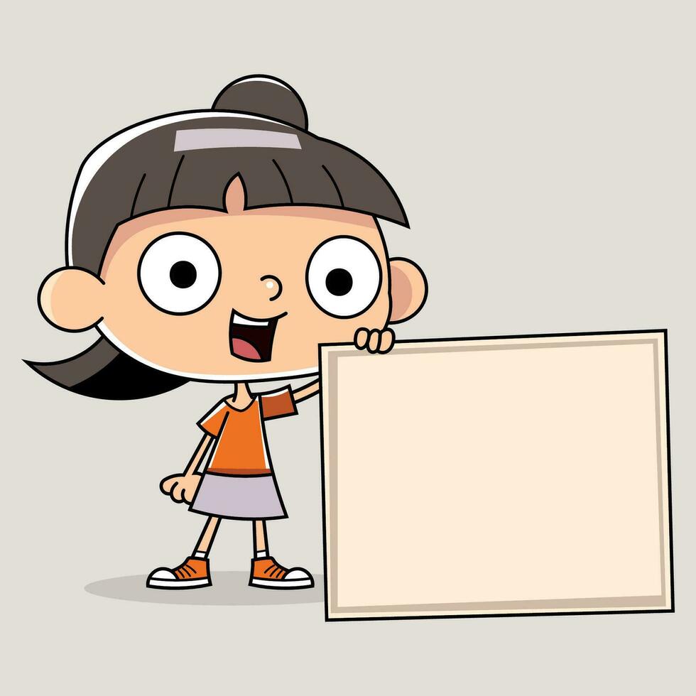 Vector of a cute child holding a blank banner