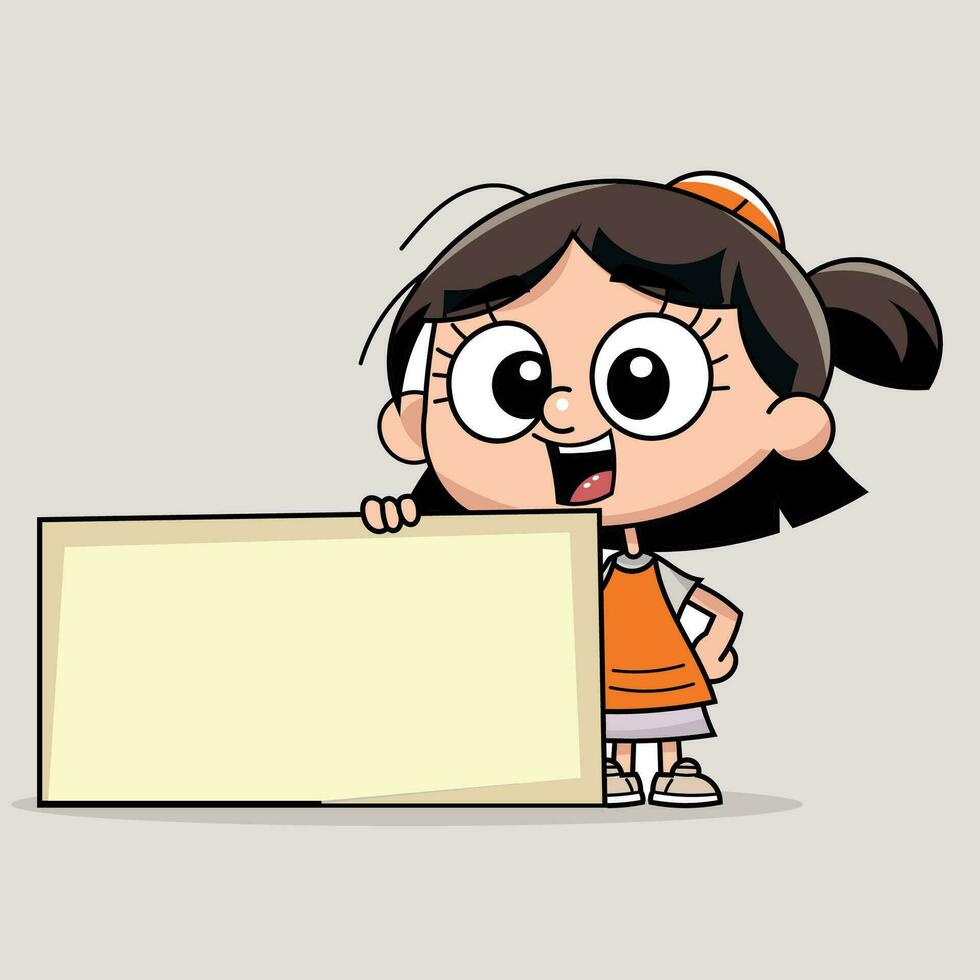 Vector of a cute child holding a blank banner