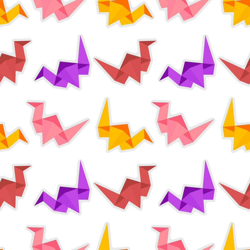 colorful origami swan seamless pattern vector