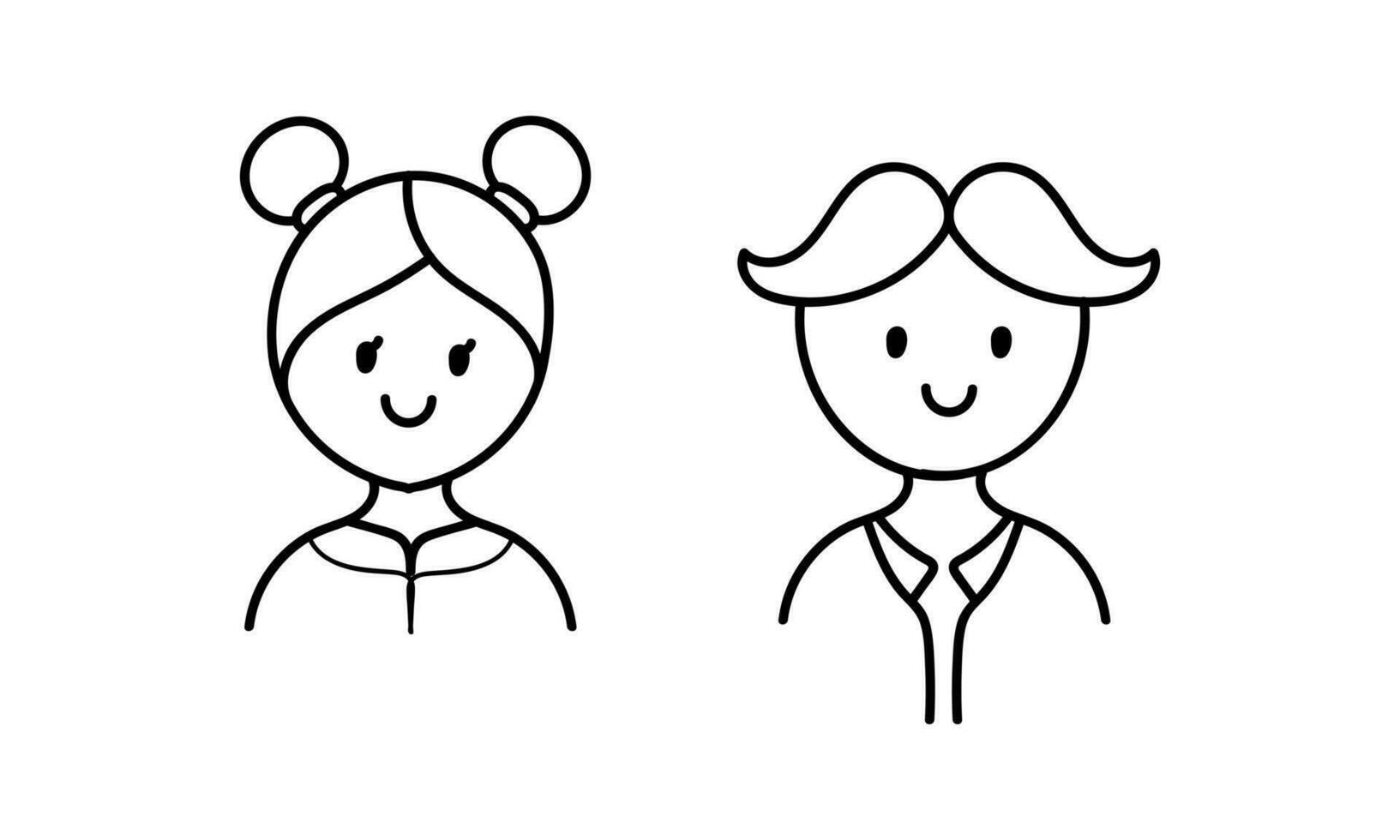 hand drawn of boy and girl face characters vector