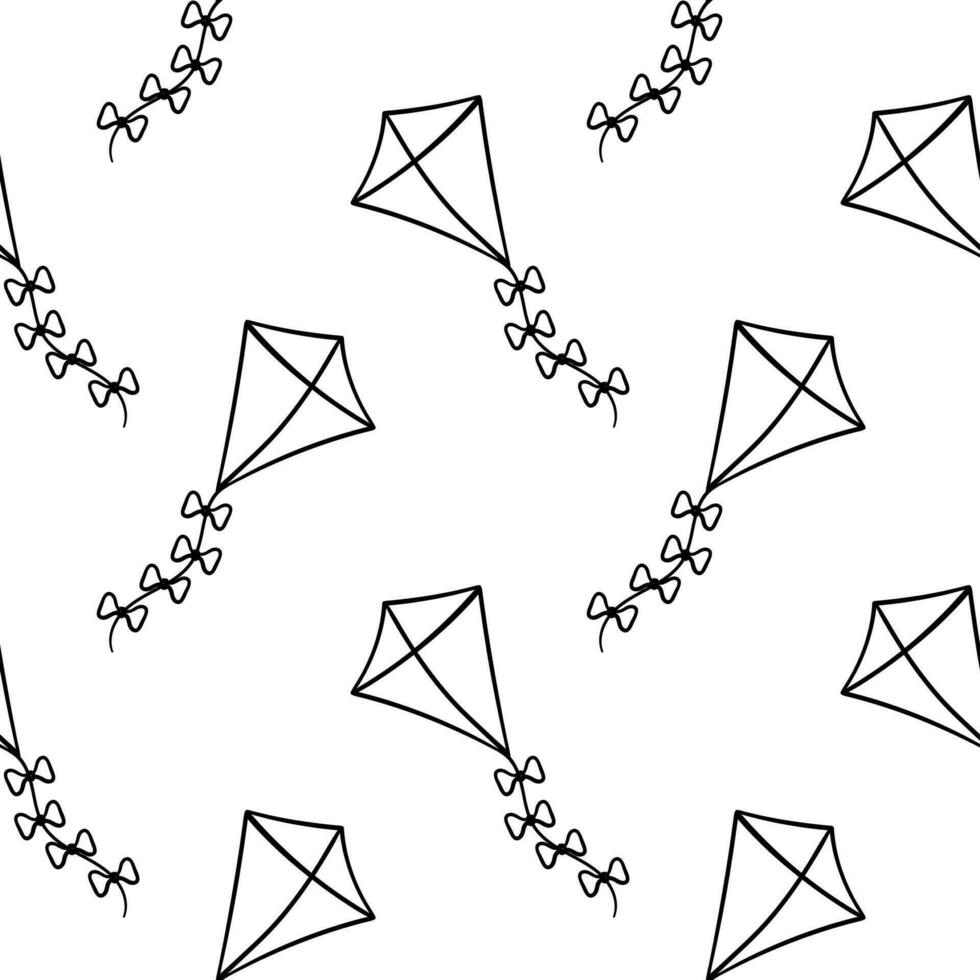 seamless pattern of kites hand drawn vector