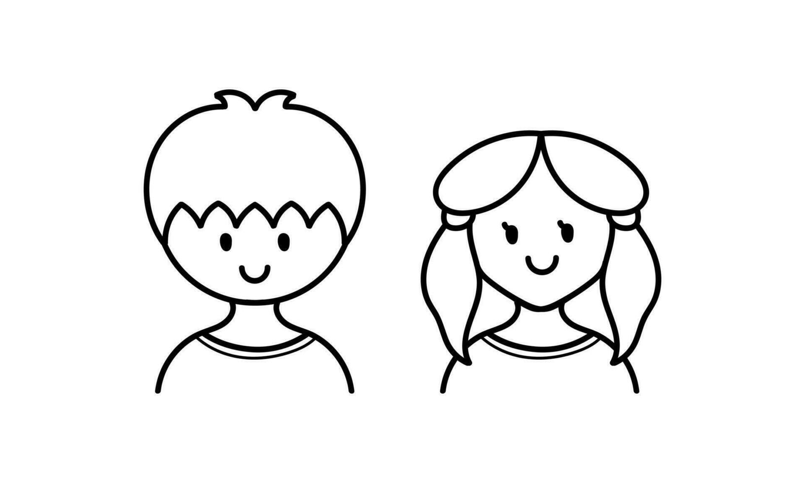 hand drawn of boy and girl face characters vector