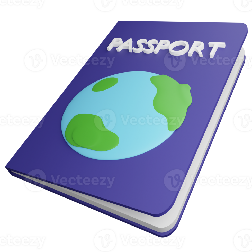 Passport clipart flat design icon isolated on transparent background, 3D render Summer and travel concept png