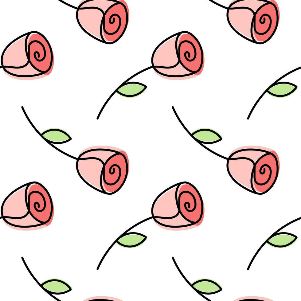 hand drawn illustration of rose flower seamless pattern vector