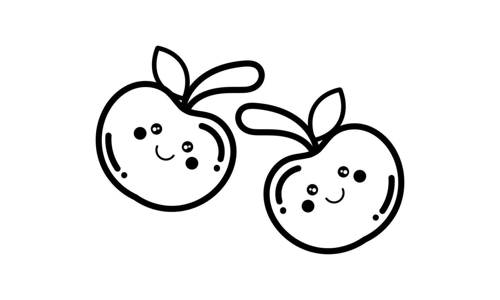 cherry fruit hand drawn with a cheerful face vector