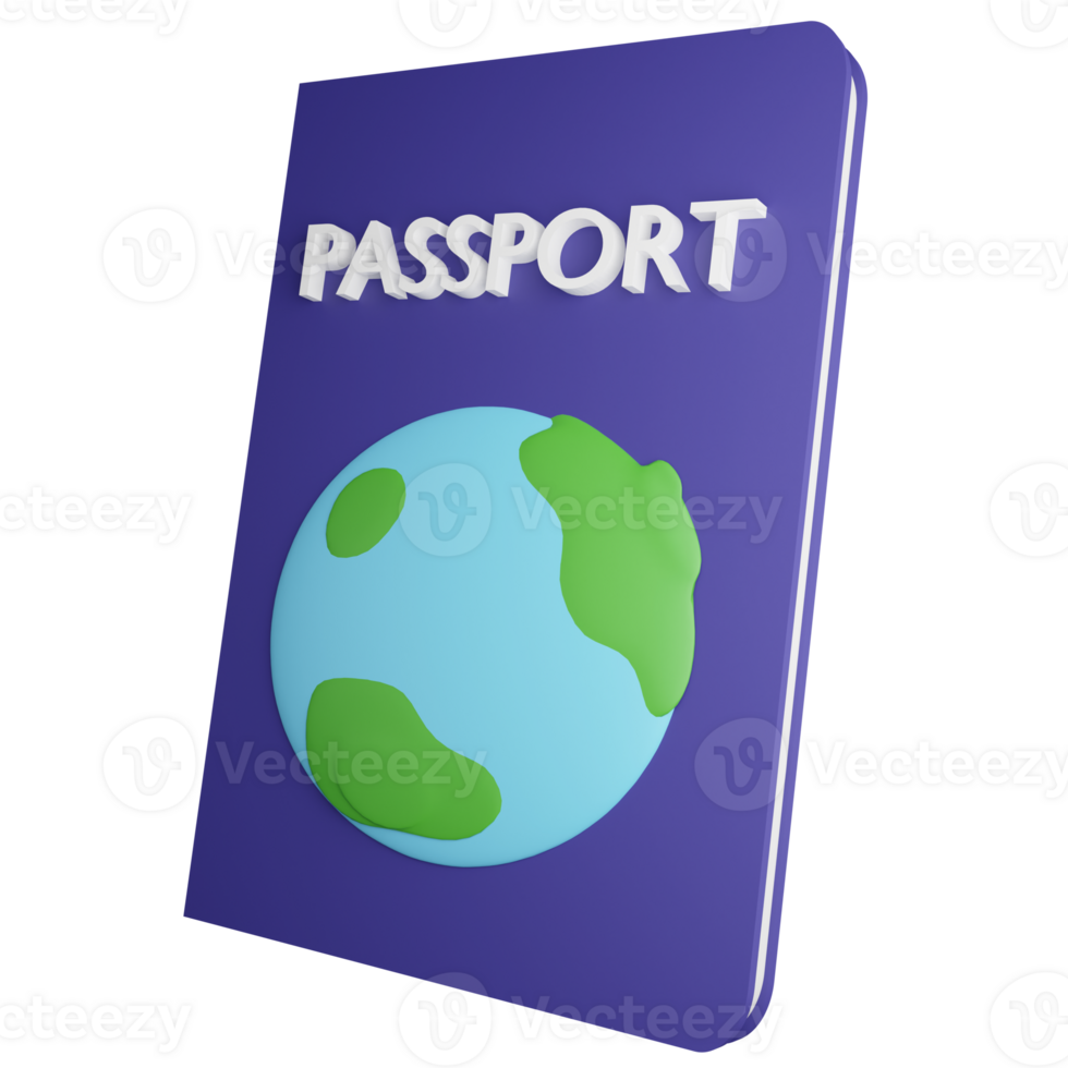 Passport clipart flat design icon isolated on transparent background, 3D render Summer and travel concept png