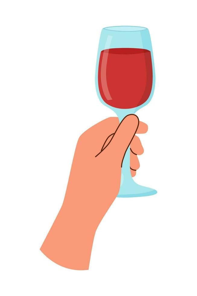 mano con copa de vino vector