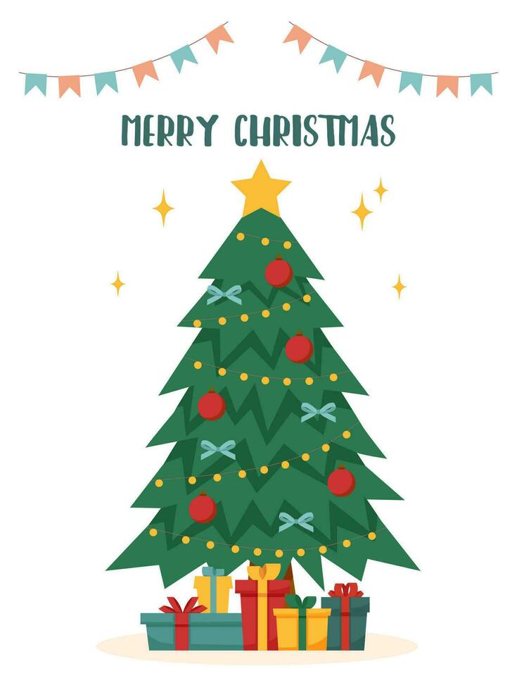 Christmas tree background vector