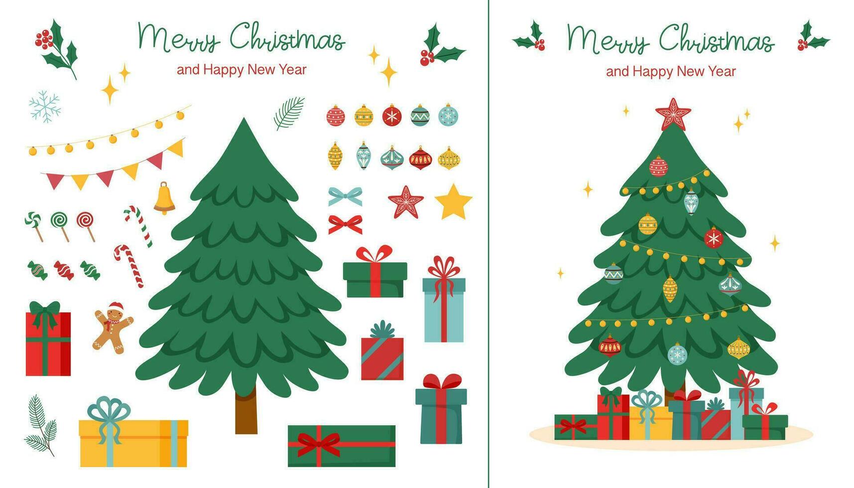 Christmas tree set vector