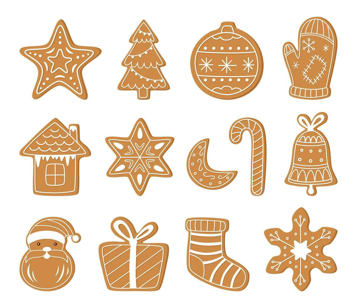 Navidad pan de jengibre conjunto vector