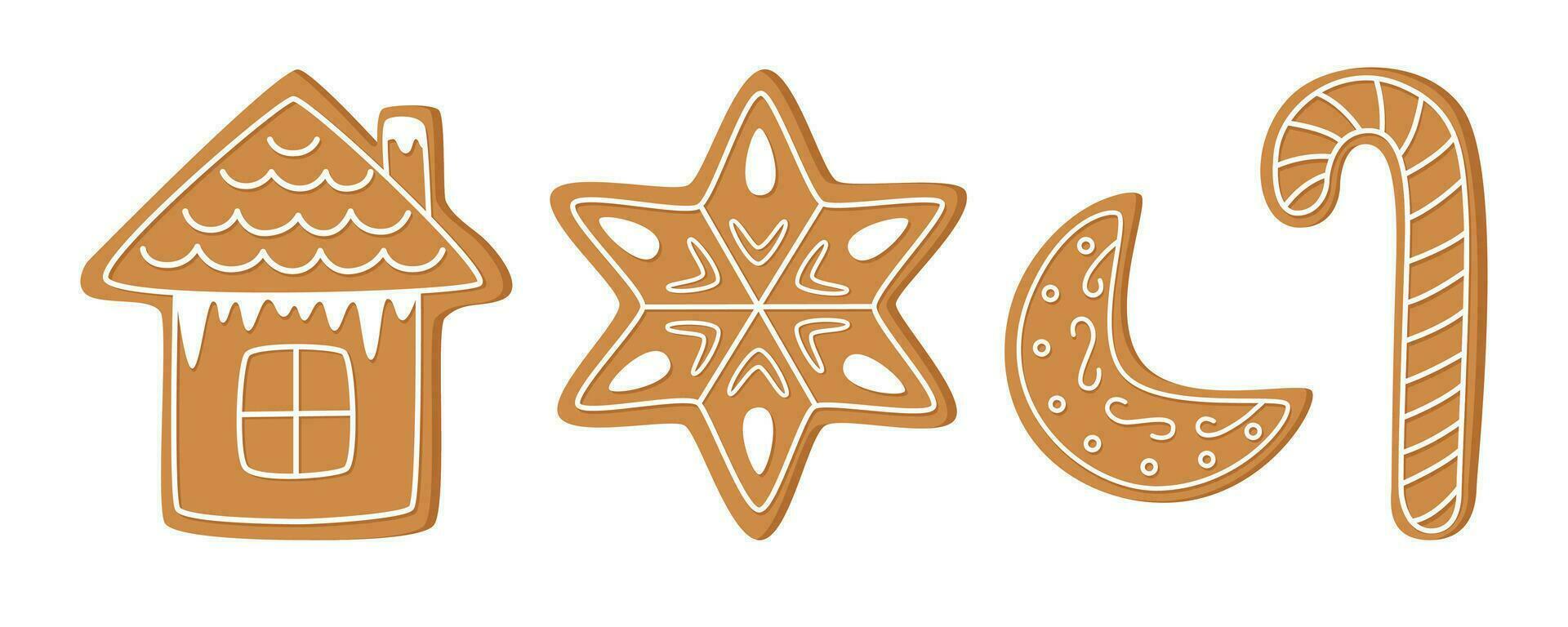 Navidad pan de jengibre conjunto vector