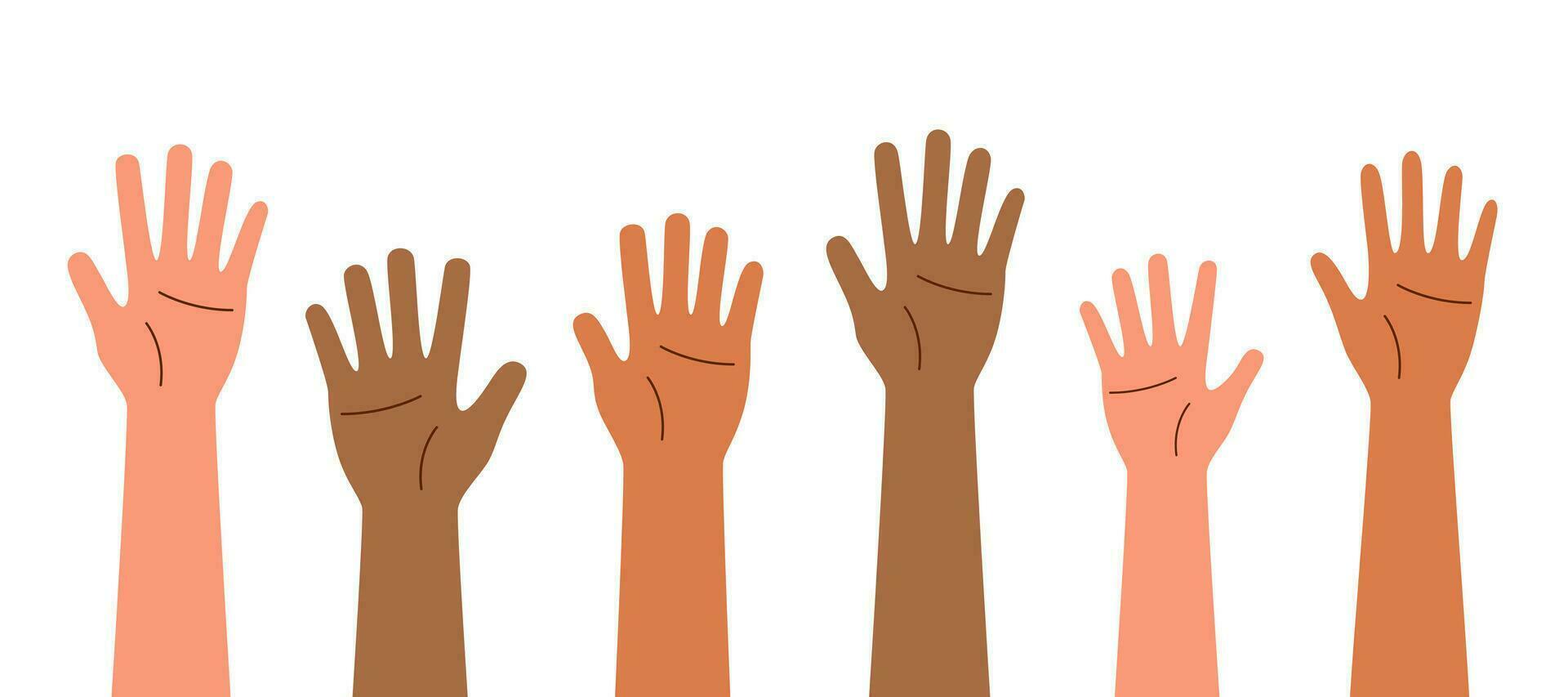 Human hands raised up isolated on white vector