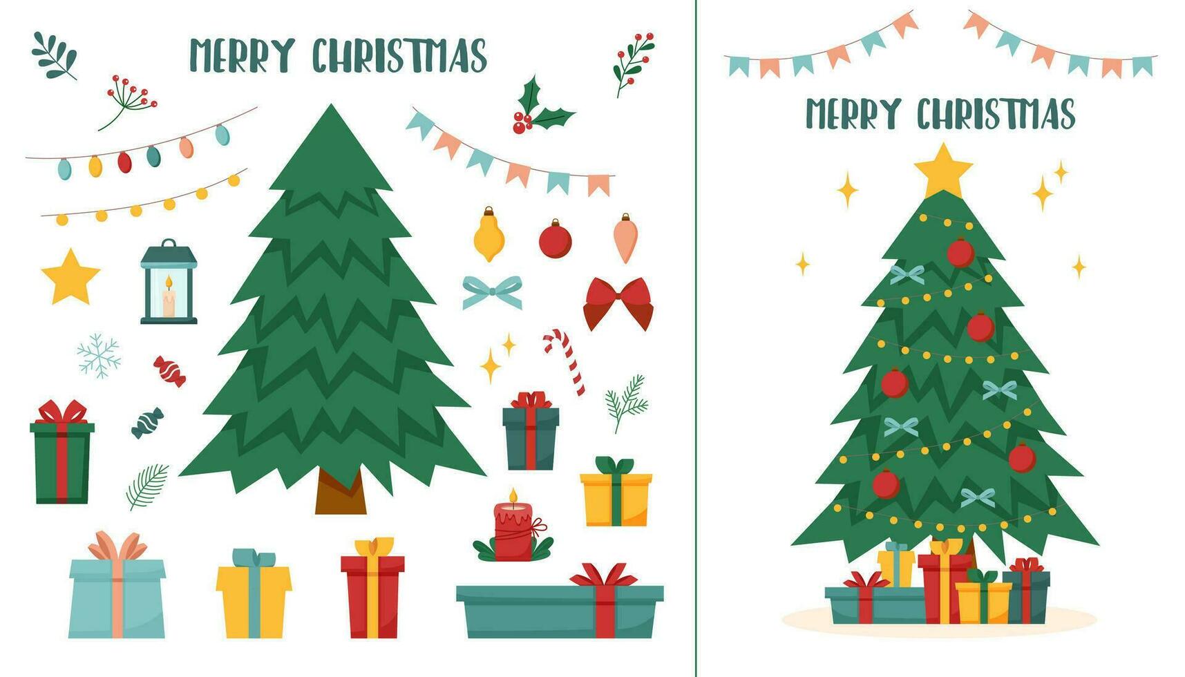 Christmas tree set vector