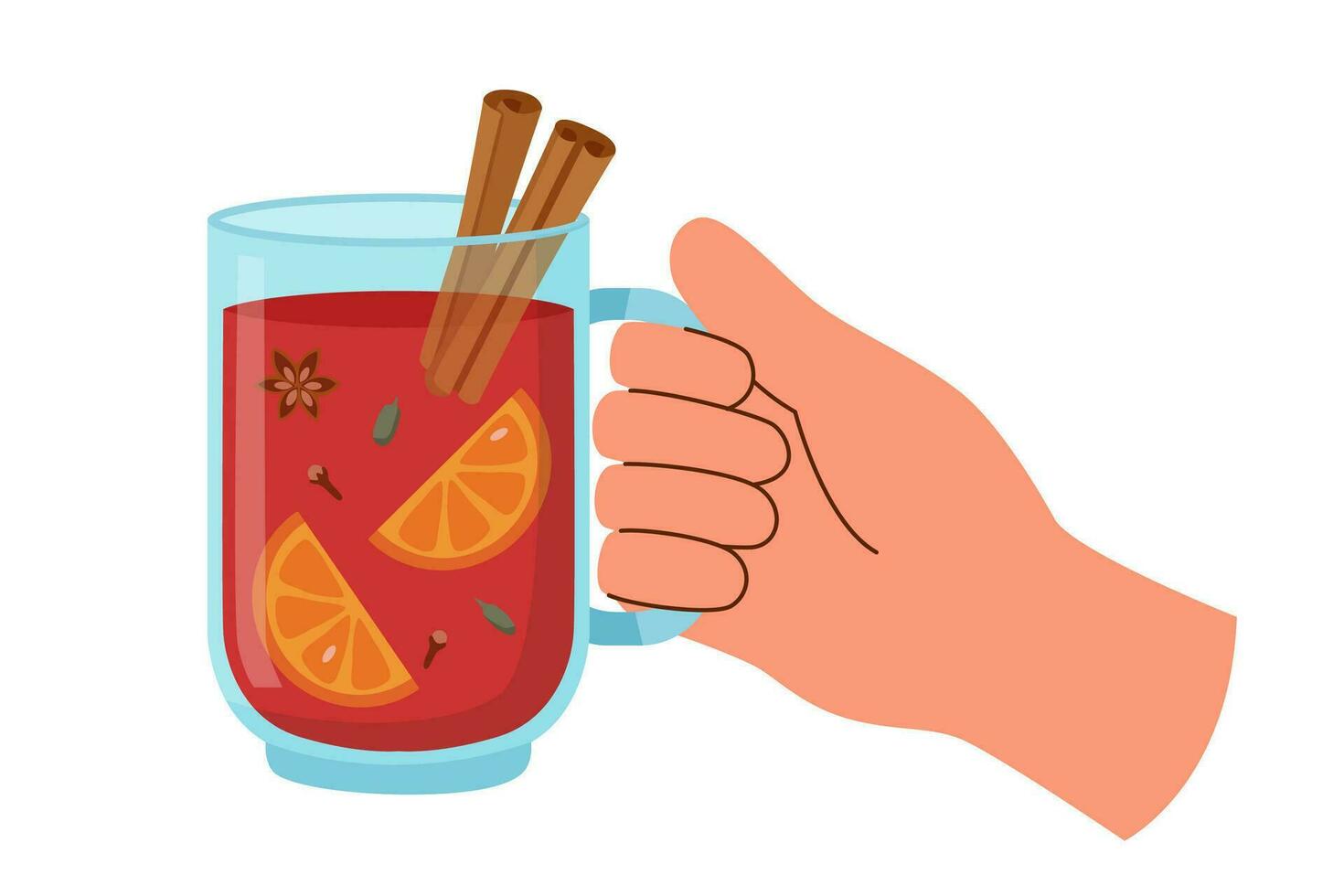 Hand with mulled wine vector