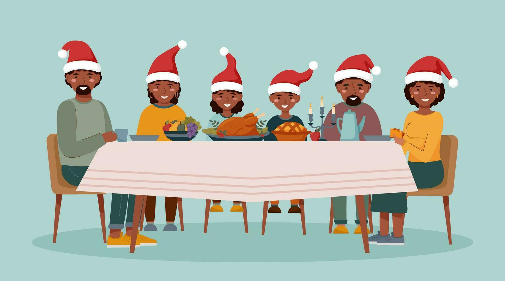 familia Navidad a el mesa aislado vector