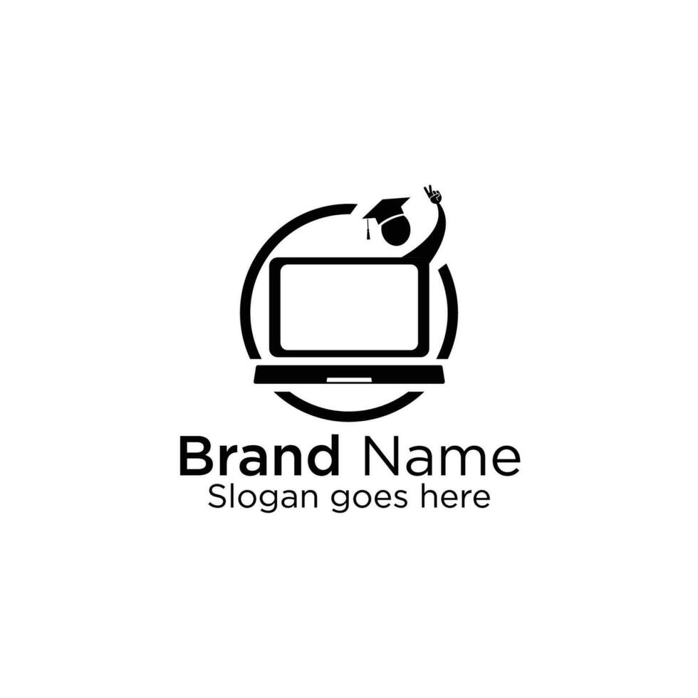 Logo branding for company website or creative minimal computer learning logo design vector