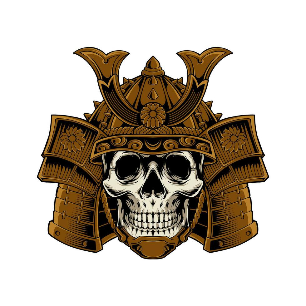 Skull With Samurai Helmet Vector