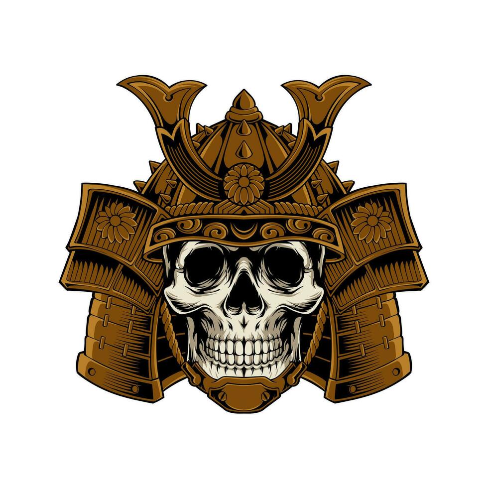 Skull With Samurai Helmet Vector