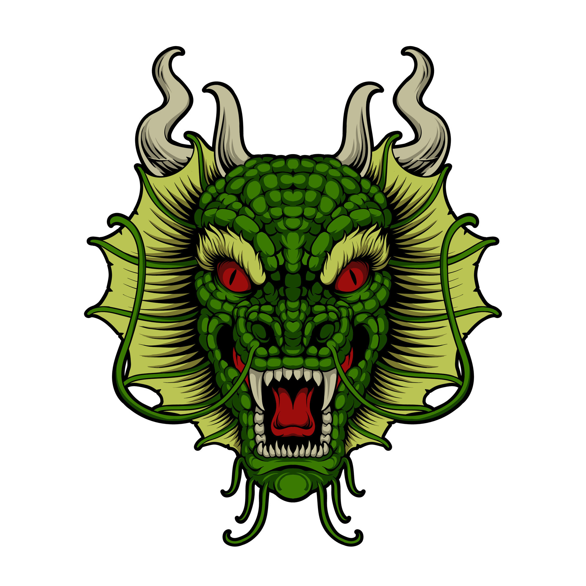 Green Dragon Head Illustration Vector 35354777 Vector Art at Vecteezy