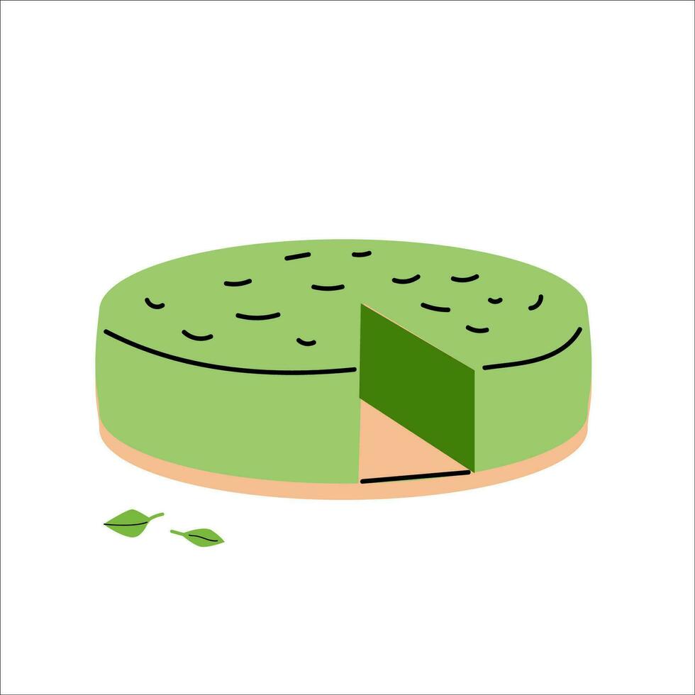 green pie with matcha tea vector illustration