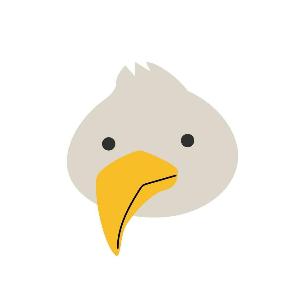 cute portrait of seagull in hand drawn style. Gull avatar, animal face. Vector illustration isolated.