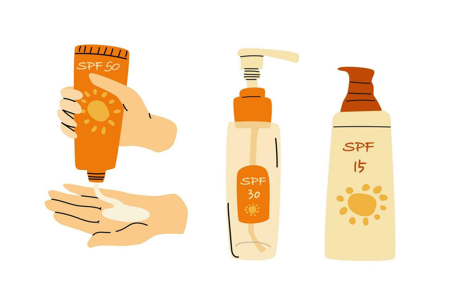 sunscreen cosmetic isolated with hand apply cream vector