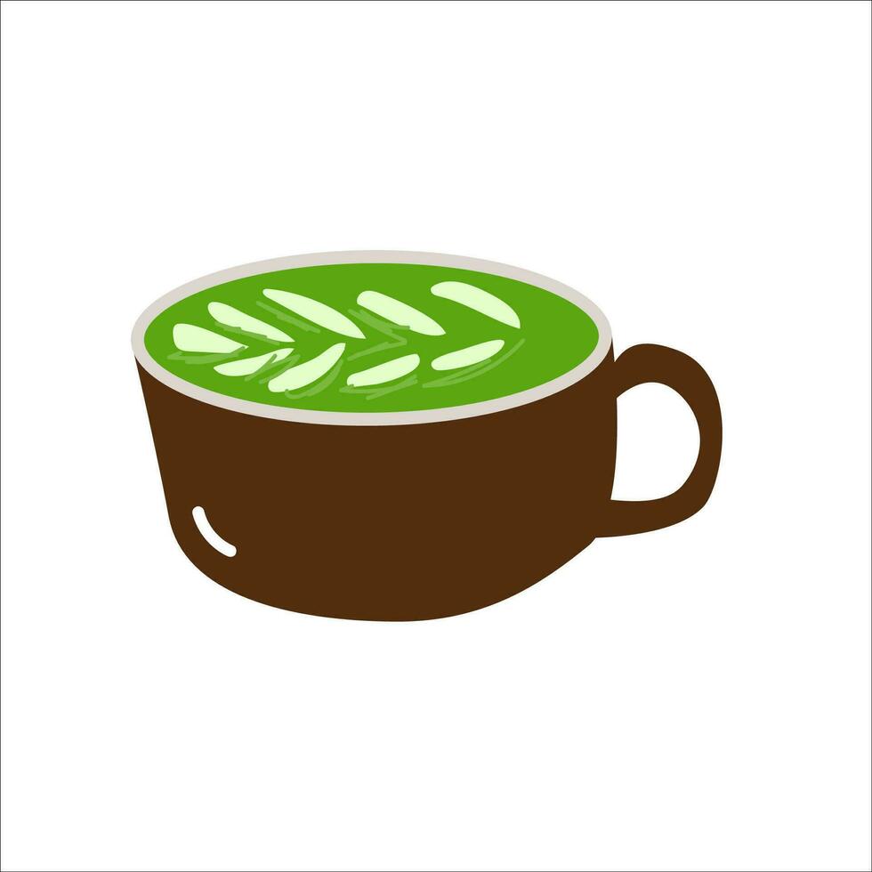 Japan matcha latte - vector illustration isolated. Can used for banner, stickers, greeting cards. . Vector illustration in flat style.