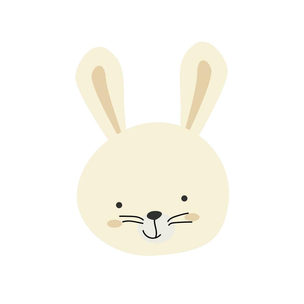 cute bunny portrait or face, white animal head vector