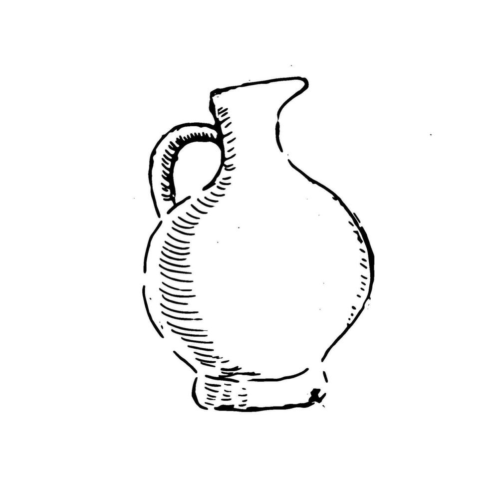 hand drawn sketch of vinery vase for vine vector