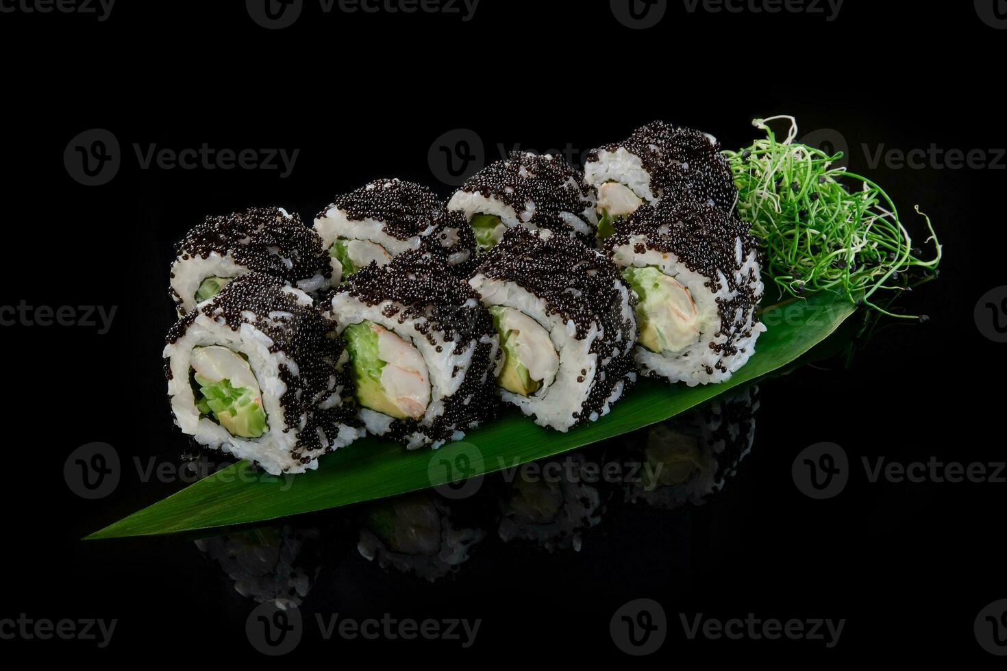 California rolls in black tobiko with crab, avocado, cucumber 35354907 ...