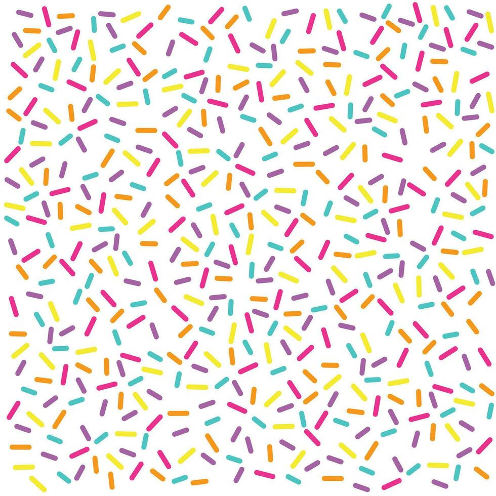 Glaze colorful sprinkles on white background.Sweet multicolored confetti.Seamless pattern.Bakery themed.Wallpaper for fabric, textile, wrapping paper.Decorative element.Vector illustration. vector