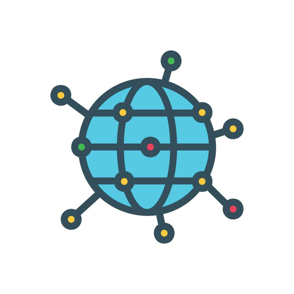 Global Network icon with globe and dots vector