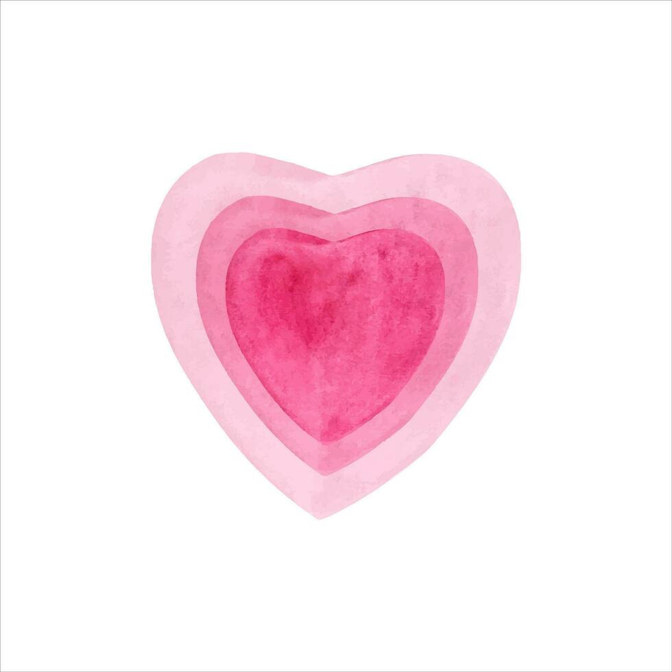 acuarela romántico rosado corazón. sencillo amor composición. vector