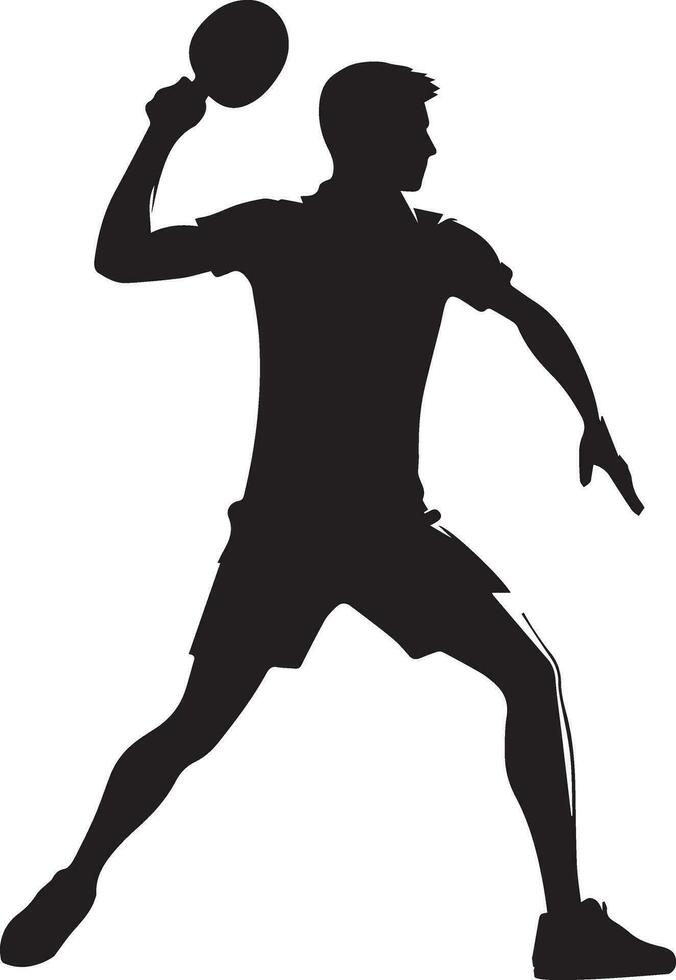 Table Tennis player vector silhouette, Silhouette, black color, Tennis Player Pose vector