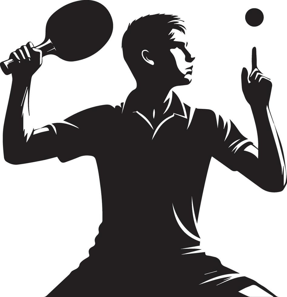Table Tennis player vector silhouette, Silhouette, black color, Tennis Player Pose vector