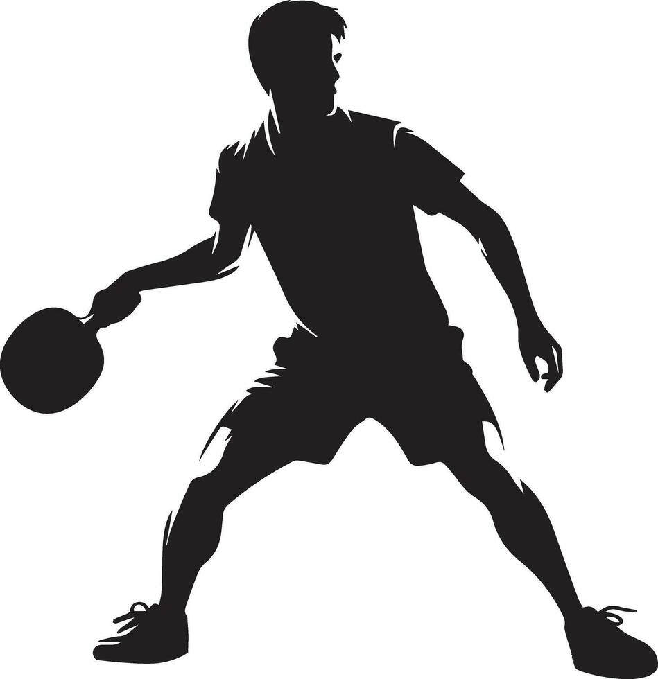 Table Tennis player vector silhouette, Silhouette, black color, Tennis Player Pose vector