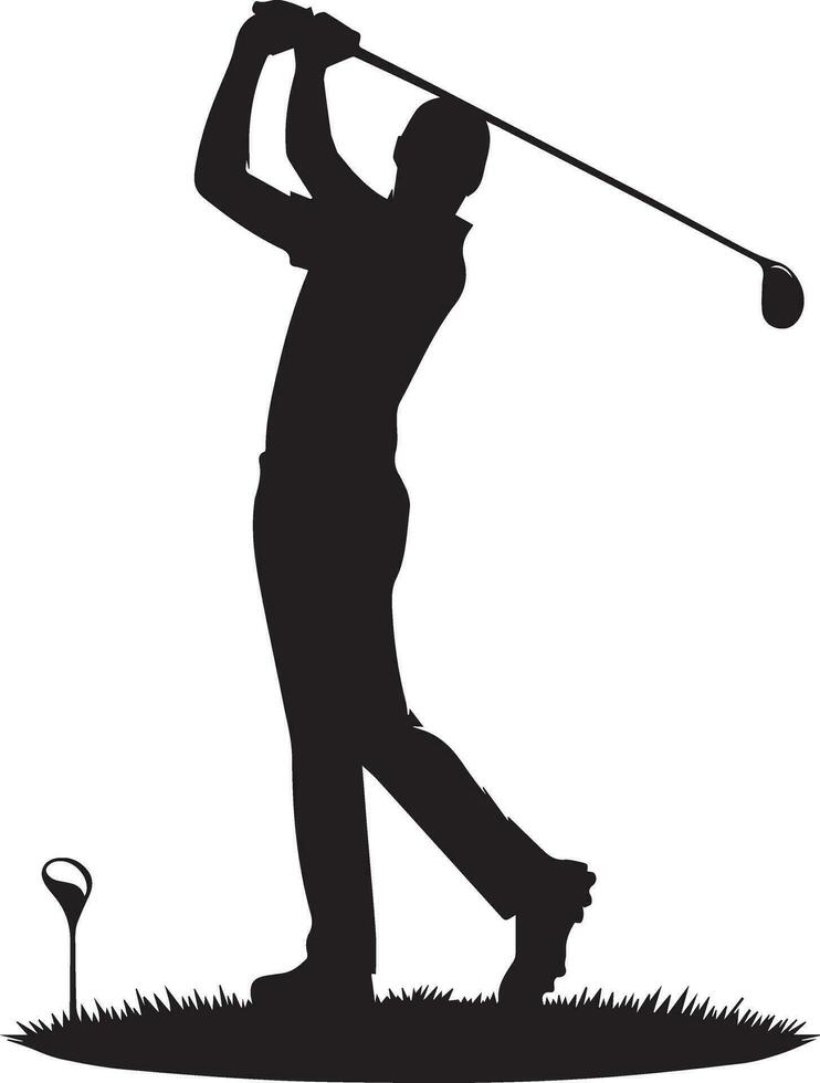 Golf swing player pose vector silhouette black color, white background 5