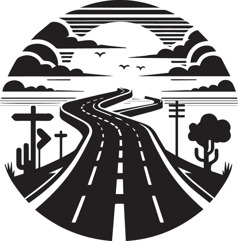 Road vector silhouette black color 22