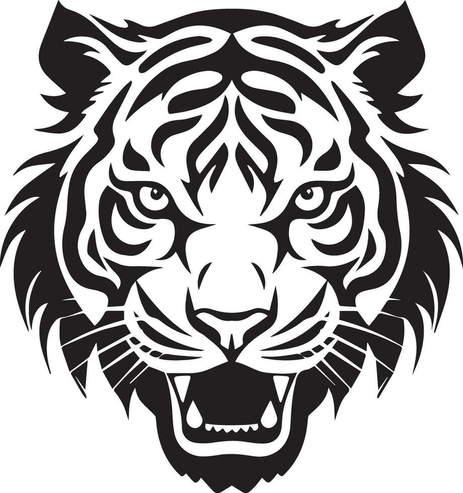 Tigre cara vector silueta ilustración negro color 9 9