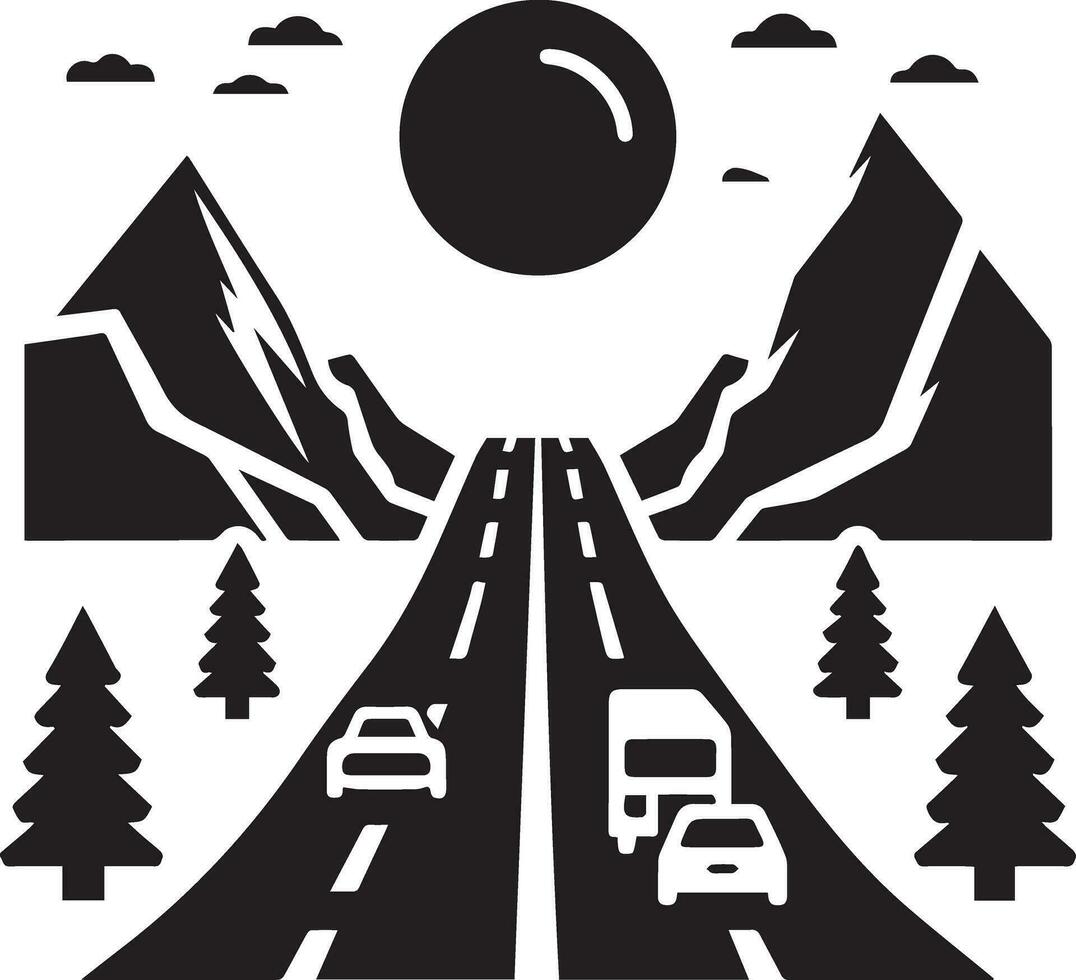 Road vector silhouette black color 2