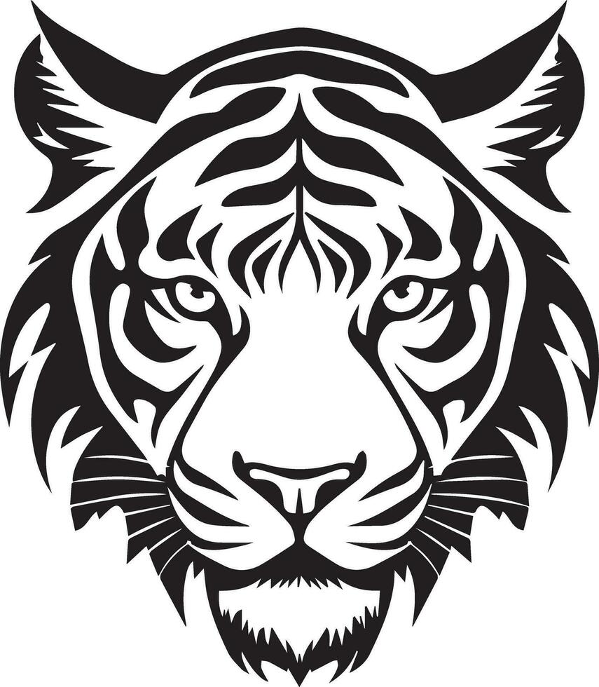 Tigre cara vector silueta ilustración negro color 7 7