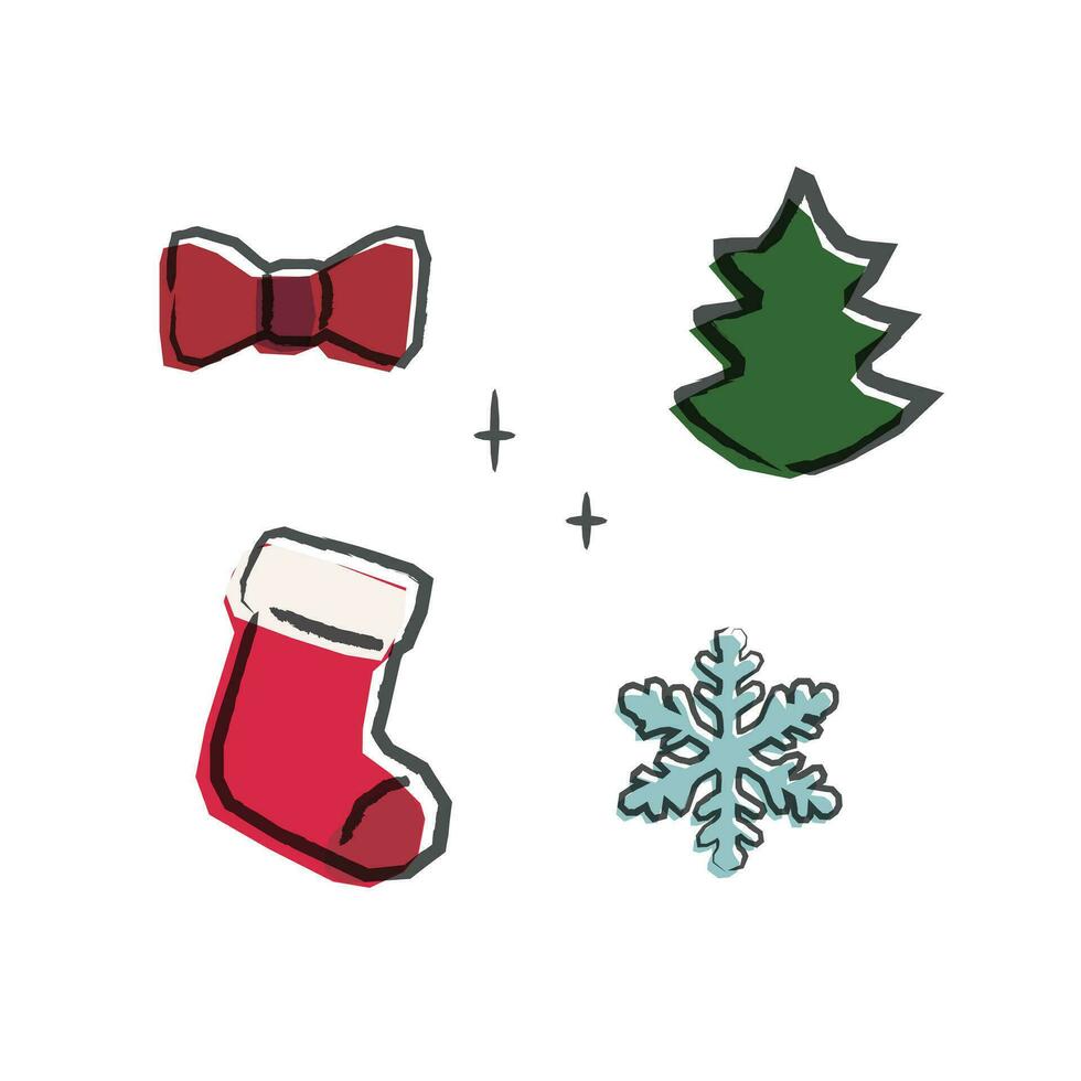 set of christmas elements vector